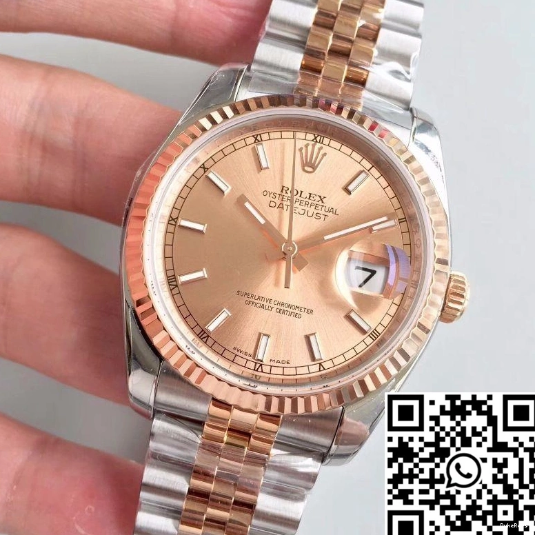 Rolex 116234 36mm Factory Gold Rose AR Dial Datejust 1001